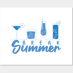 Summer Time Lineart Fruity Cocktails Posters and Art